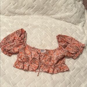 Dazey LA Women's Floral Peach Crop/Shrug Top size XL